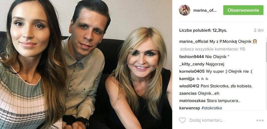 Marina Łuczenko i Wojtek Szczęsny z Moniką Olejnik (fot. Instagram)