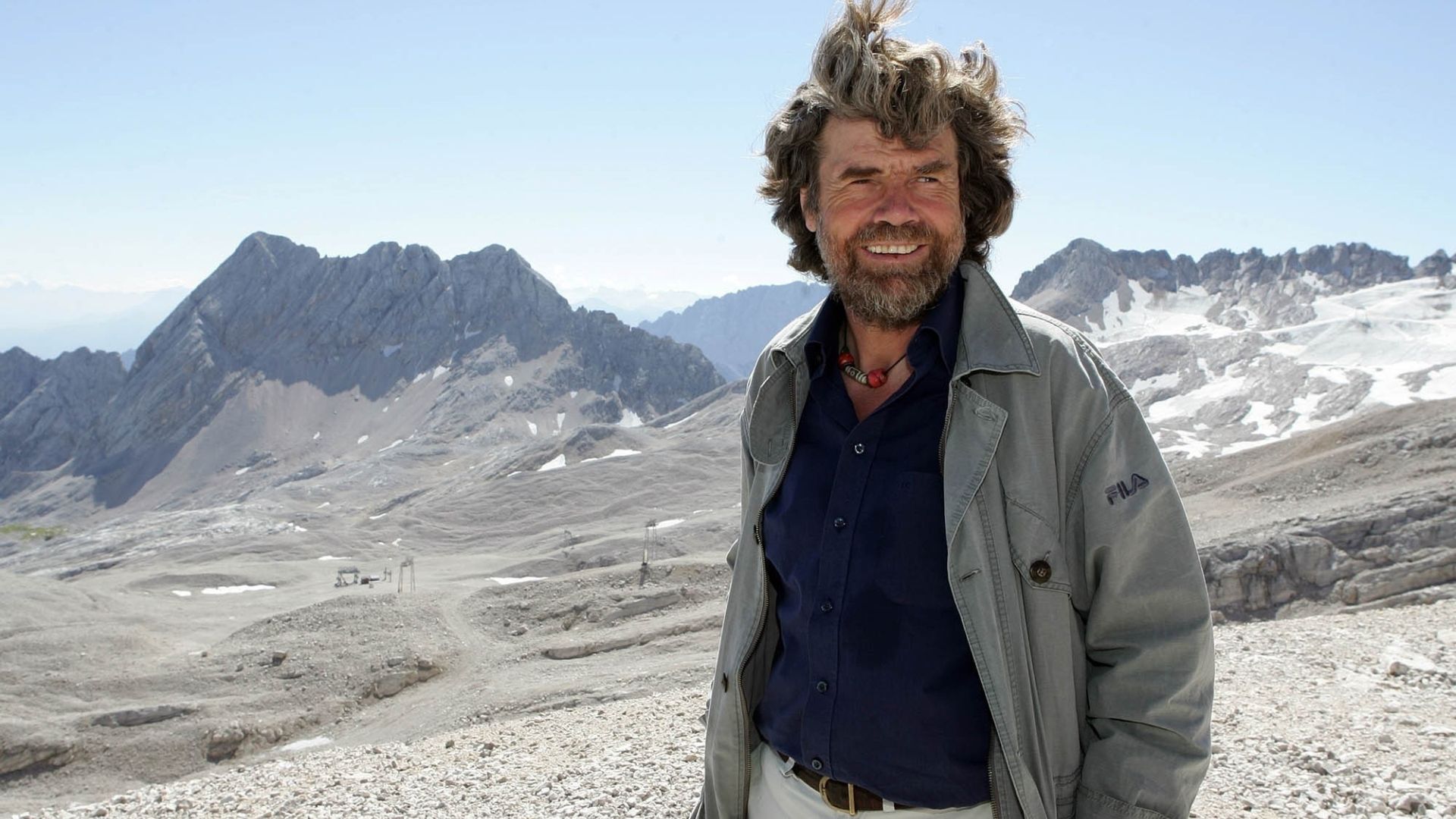 Reinhold Messner na Zugspitze, najwyższym szczycie Niemiec, podczas kampanii do Parlamentu Europejskiego