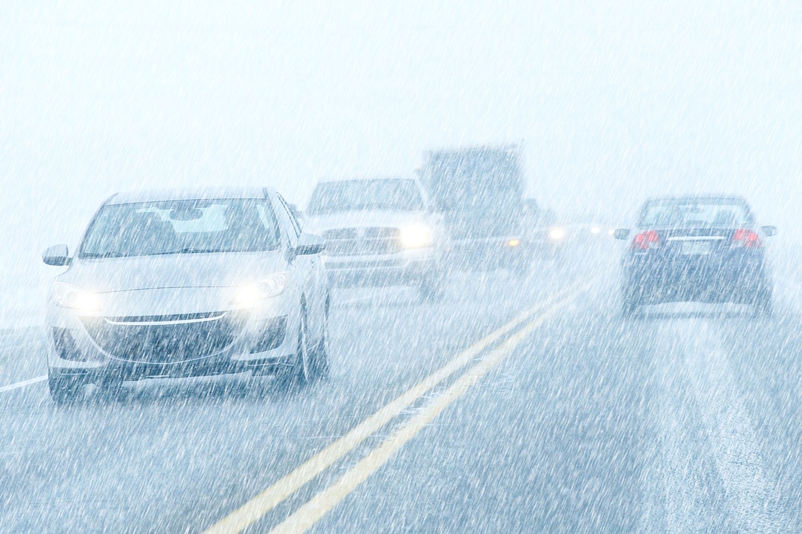 Driving in snowstorm