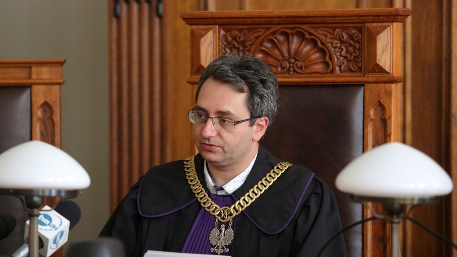 Sędzia Michał Lasota w trakcie rozprawy