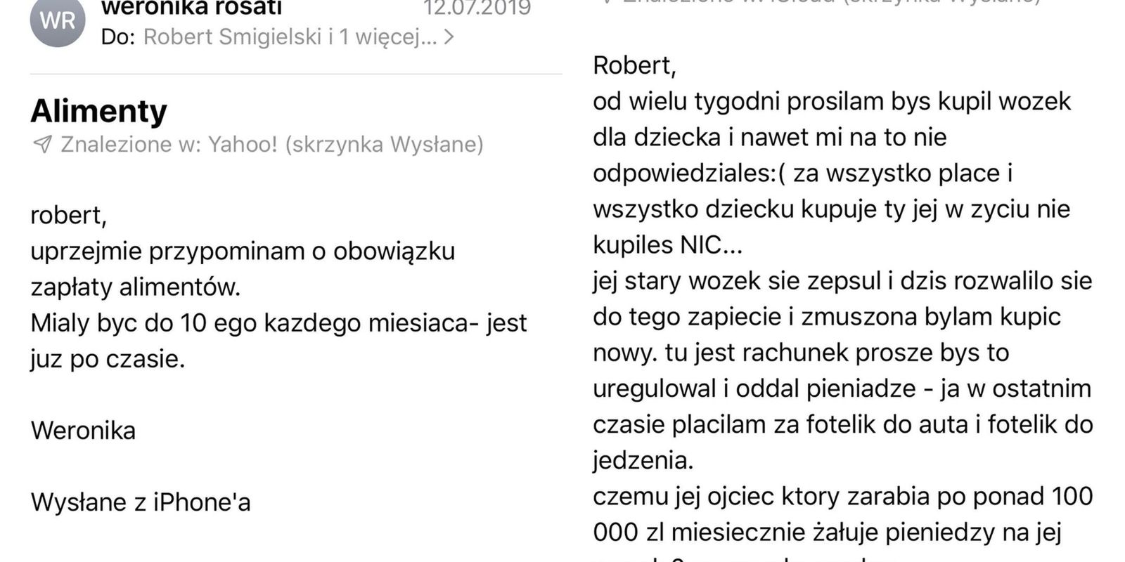 Weronika Rosati pokazała treść prywatnej korespondencji 