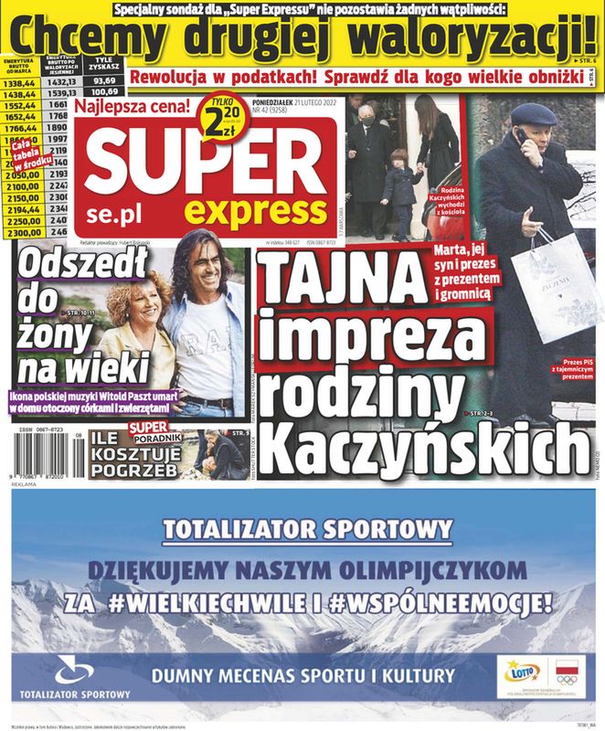Okładka Super Expressu z 21.02.22