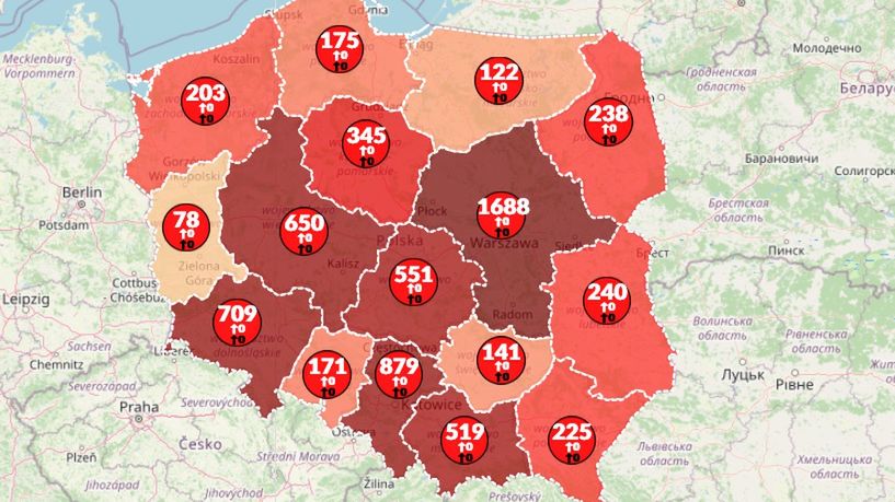 Mapa koronawirusa w Polsce