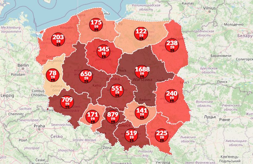 Mapa koronawirusa w Polsce