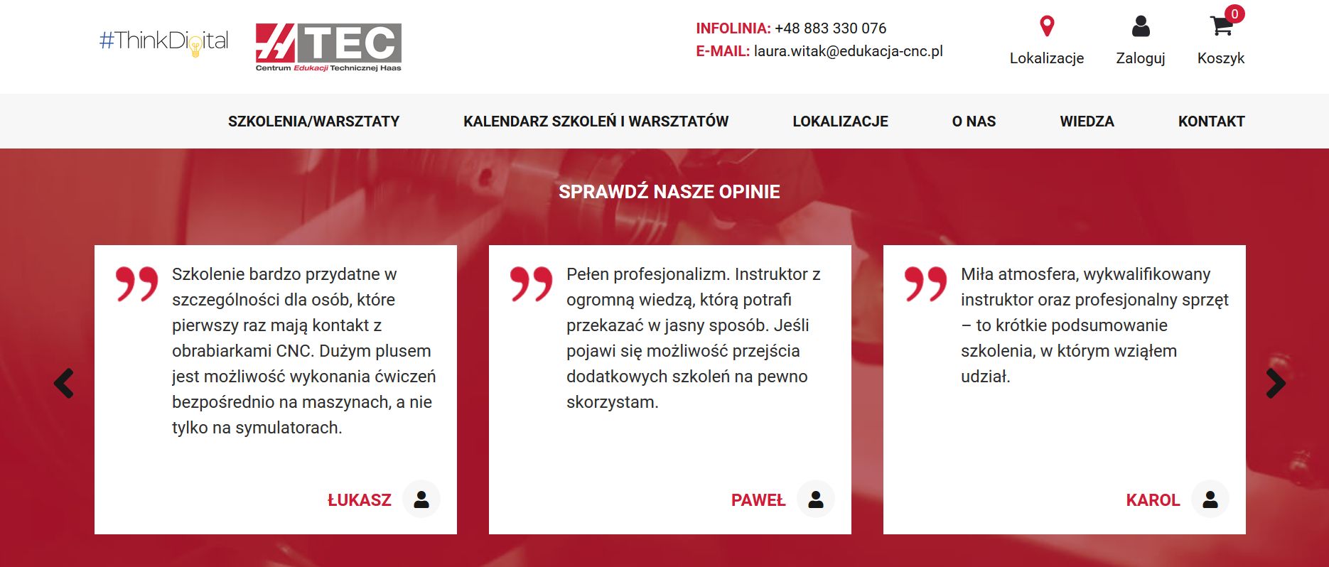"Opinie na temat firmy" również odnoszą się bezpośrednio do szkoleń z zakresu obsługi maszyn 