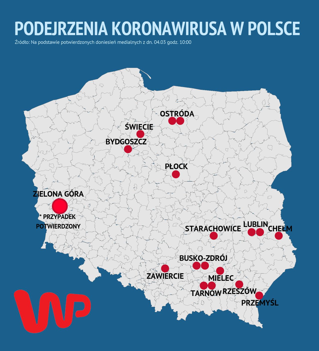 Koronawirus w Polsce. Zielona Góra z pierwszym przypadkiem. Mapa podejrzeń