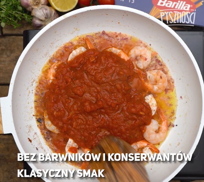 Bavette z krewetkami- Pyszności