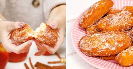 Smażone ciasteczka jabłkowe z cynamonem i cukrem. Prostsze niż pączki
