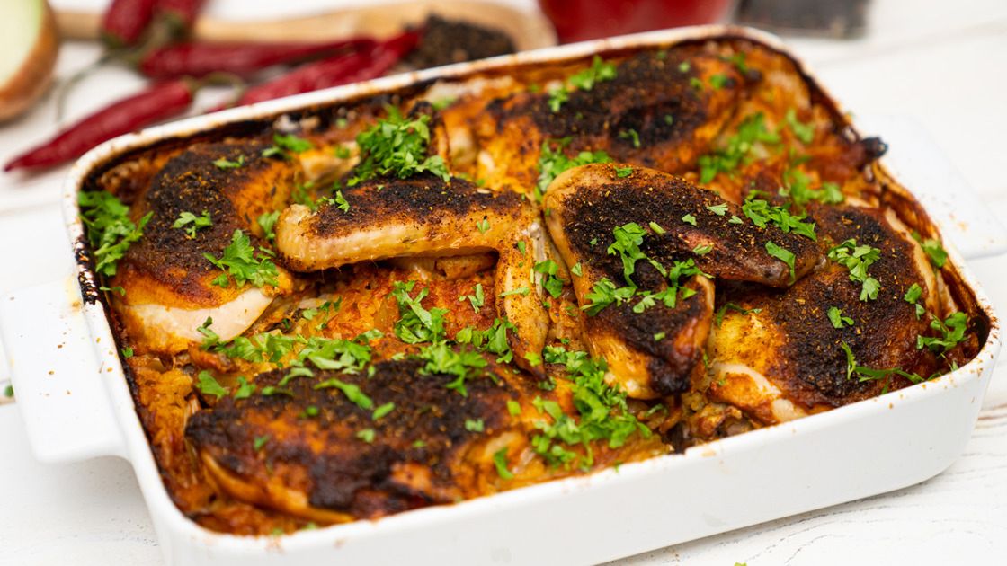 Kurczak pieczony na ryżu- Pyszności