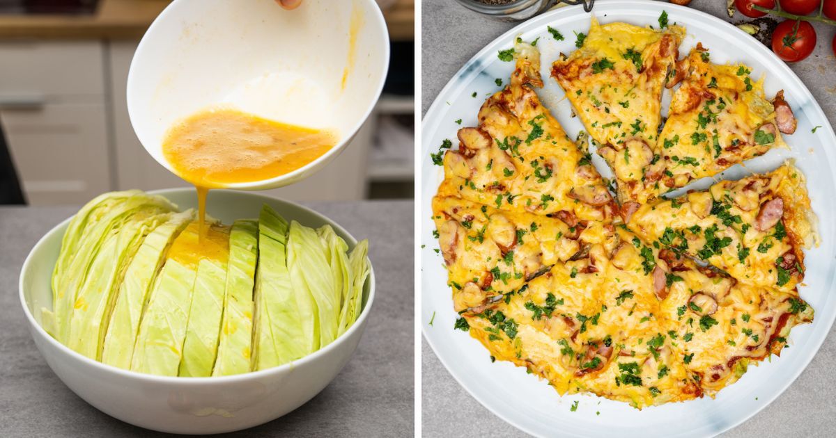 Zaskakujący omlet z kapustą, serem i frankfurterkami. Szybki i tani obiad dla całej rodziny