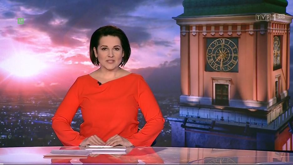 Kadr z programu "Wiadomości" w TVP z 21 lutego
