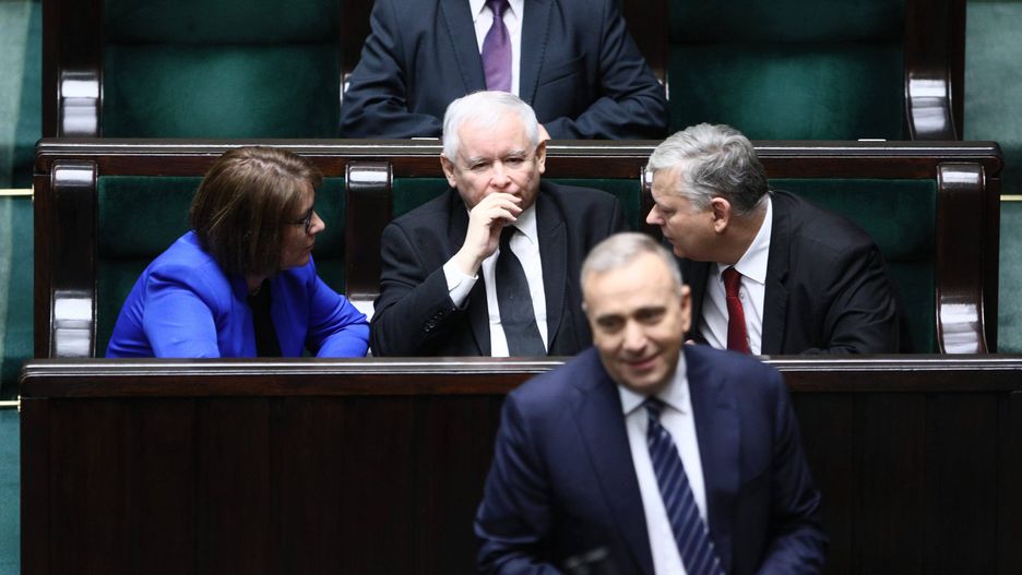 Jarosław Kaczyński i Grzegorz Schetyna w Sejmie