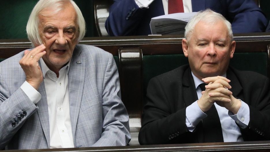 Ryszard Terlecki i Jarosław Kaczyński w Sejmie