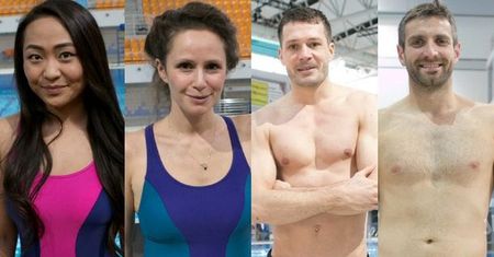 Maciej Dowbor, Ilona Felicjańska i Ola Ciupa. Gwiazdy Celebrity Splash po raz pierwszy w kostiumach kąpielowych