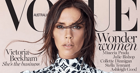 Victoria Beckham z talią osy na okładce "Vogue'a". Cała jest ubrana w Louis Vuitton [ZDJĘCIA]