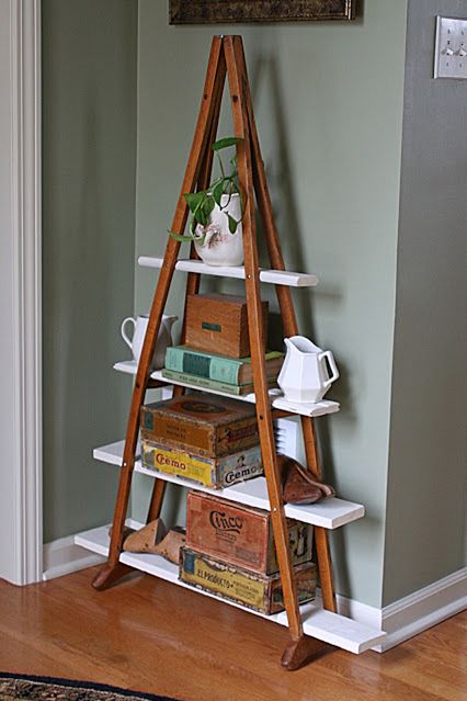 Wood Crutches Vintage Shelf