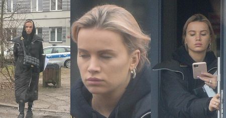 Zaspana Maffashion i jej okazały smartfon z niesmakiem opuszczają komisariat policji (ZDJĘCIA)