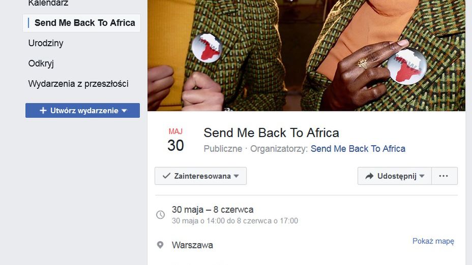 Akcja "Send me back to Africa" na Facebooku