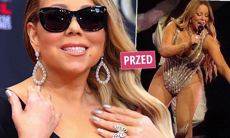 Wielkie piersi niemal rozerwały obcisłą sukienkę Mariah Carey. Odchudzona gwiazda kipi seksapilem