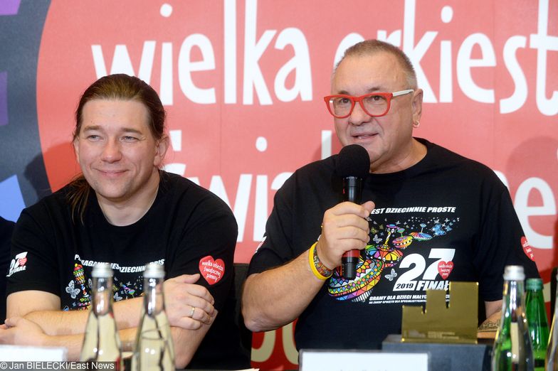 Rzecznik WOŚP Krzysztof Dobies oraz prezes WOŚP Jerzy Owsiak. 