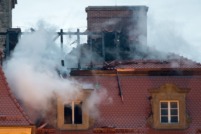 Zamek Książ dzień po pożarze