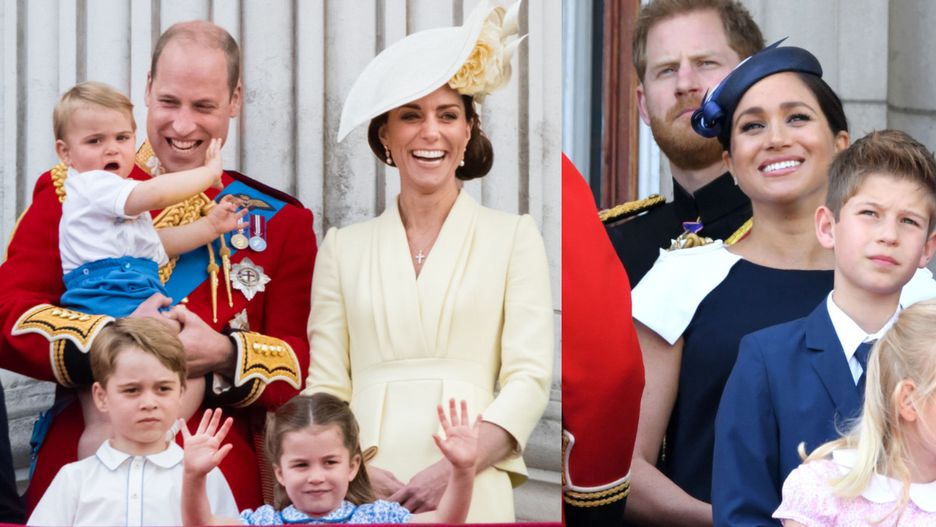 William i Kate oraz Harry i Meghan stali na tym samym balkonie. Ich gesty wiele zdradzają