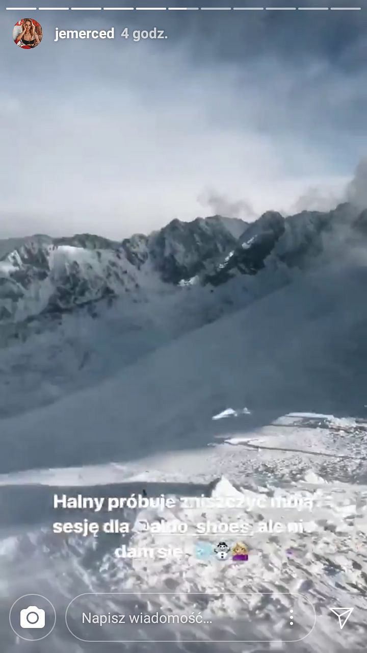 Na Kasprowym Wierchu szaleje halny, a Jessica Mercedes robi sobie romantyczną sesję
