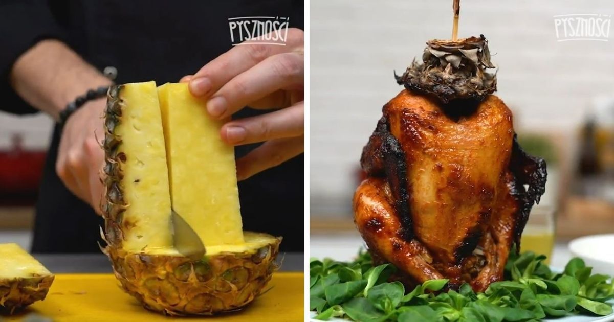 Kurczak pieczony na ananasie. Jak upiec kurczaka w całości?