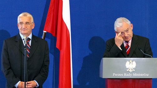 Adam Tański i Leszek Miller podczas konferencji