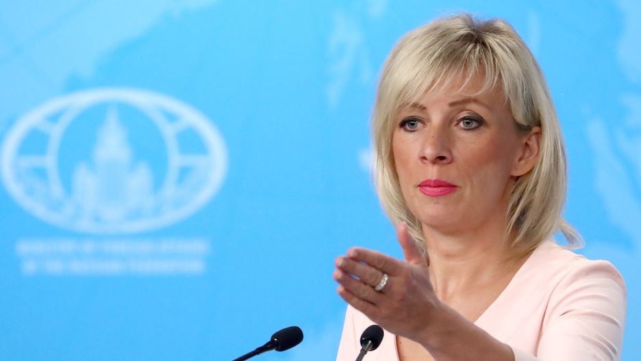 Rzeczniczka rosyjskiego MSZ Maria Zacharowa podczas konferencji prasowej.