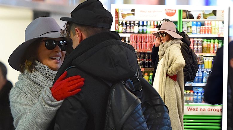 Edyta Górniak na lotnisku z Marcinem Wieczorkiem