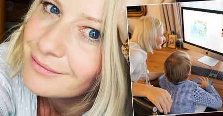 Małgorzata Kożuchowska pokazała synka od tyłu, ale w kamerce komputera widać twarz Jasia z przodu. Fani spekulują, do kogo jest podobny