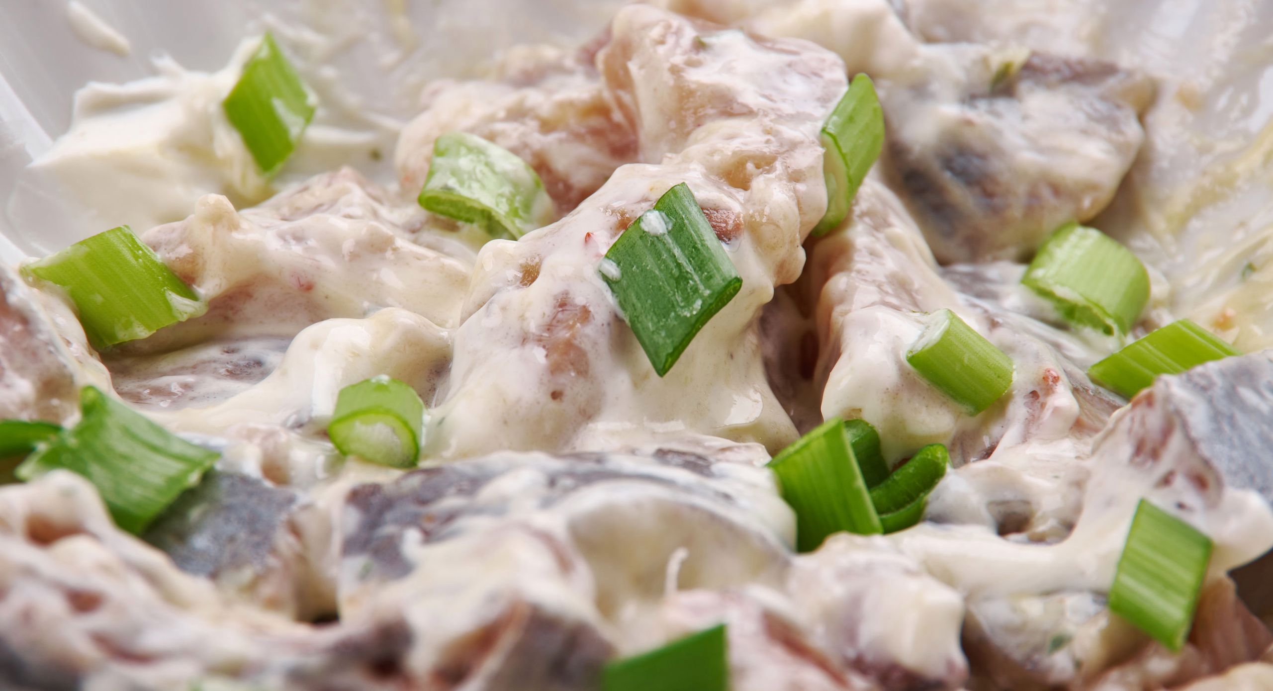 Polish Herring in Sour Cream - Sledzie  smietanie, close up 