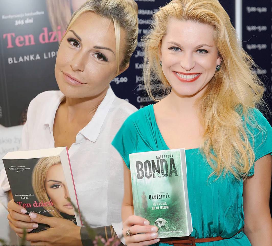 Blanka Lipińska i Katarzyna Bonda ze swoimi bestsellerami (kolaż: Jastrząb Post)