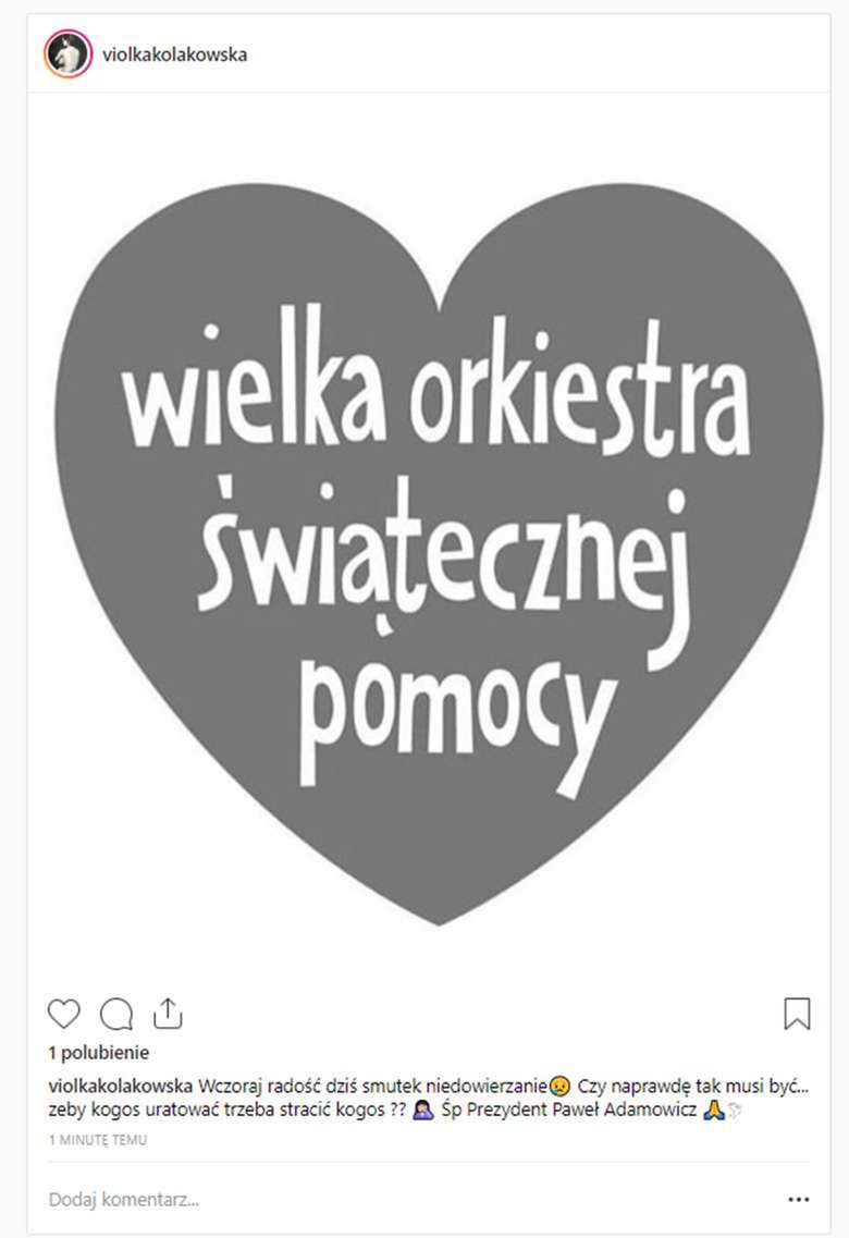 Viola Kołakowska żegna Pawła Adamowicza