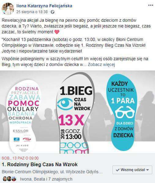 Gwiazdy zachęcają do udziału w maratonie Bieg Czas Na Wzrok 2018