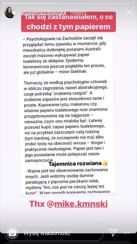Anna Wendzikowska otrzymała odpowiedź na pytanie, o co chodzi z tym papierem 