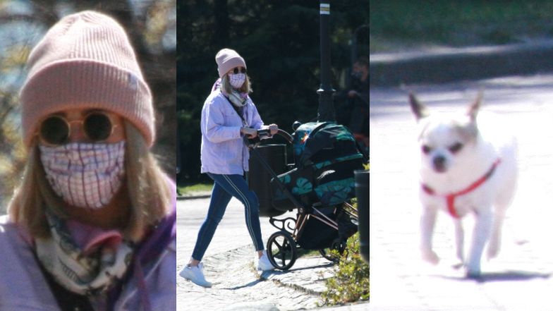 Zamaskowana Martyna Gliwińska spaceruje z wózkiem za 8 tysięcy złotych