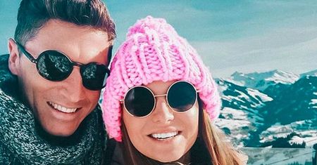Zmarznięci Ania i Robert Lewandowscy pozdrawiają z gór: "Kochamy zimę"