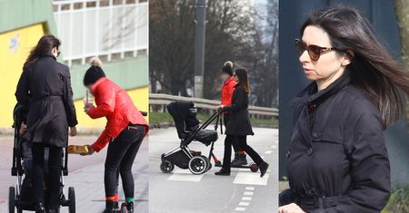 Ostrożna Marta Kaczyńska unika ludzi na spacerze z dziećmi i w knajpce z fast foodem (ZDJĘCIA)
