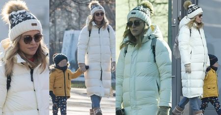 Opatulona Marta Żmuda Trzebiatowska na zimowym spacerze z synem (ZDJĘCIA)