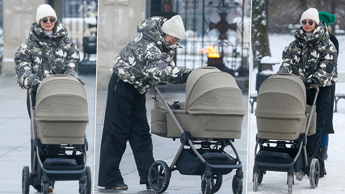 Kasia Sokołowska przyłapana na spacerze z synkiem. 49-latce niestraszne śnieg i mróz. Te zdjęcia są jak pocztówki ze stolicy