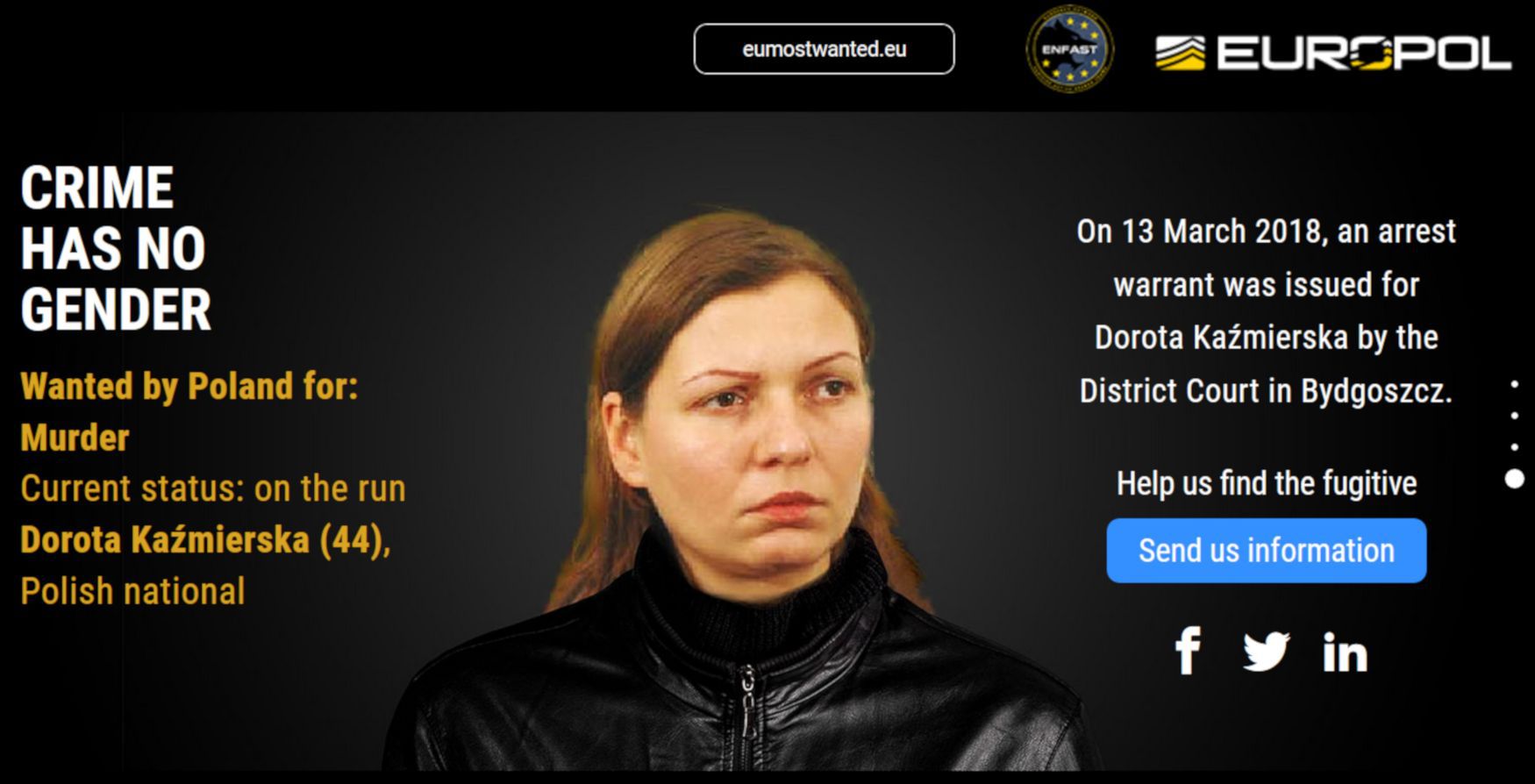 Polka Dorota Kaźmierska jest poszukiwana za morderstwo