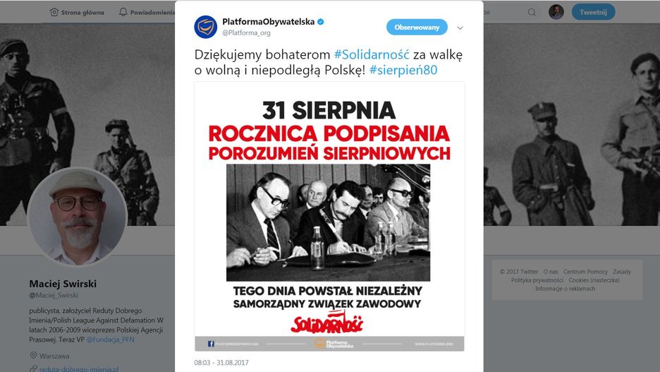 Wpis PO na Twitterze