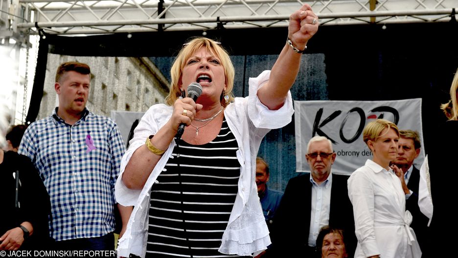 Dorota Stalińska na manifestacji KOD-u w 2017 r.