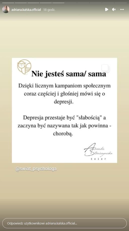Adriana Kalska dodała wpisy dotyczące depresji