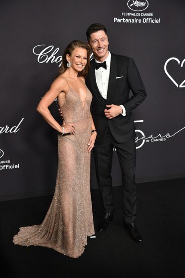 Anna Lewandowska i Robert Lewandowski na przyjęciu Chopard w Cannes
