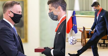 Robert Lewandowski nagrodzony przez Andrzeja Dudę! Zrobił takie show w pałacu, że nawet Agata zaniemówiła z wrażenia