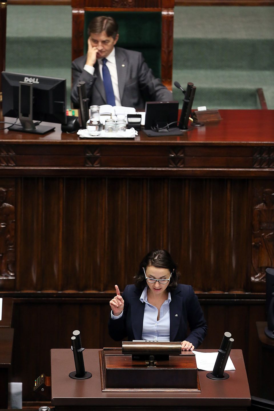 Kamila Gasiuk-Pihowicz na mównicy sejmowej 