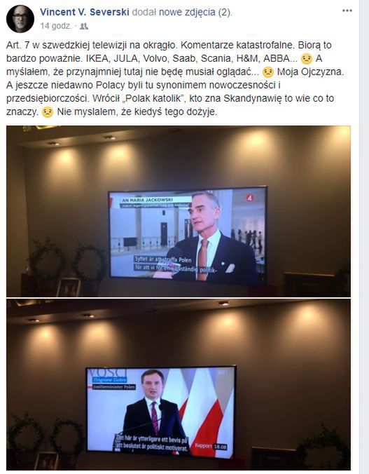 Wpis Vincenta Severskiego na Facebooku 